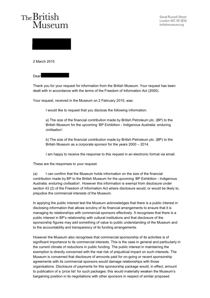 Freedom of Information Request - BP donations to British Museum 2000-11 (1)
