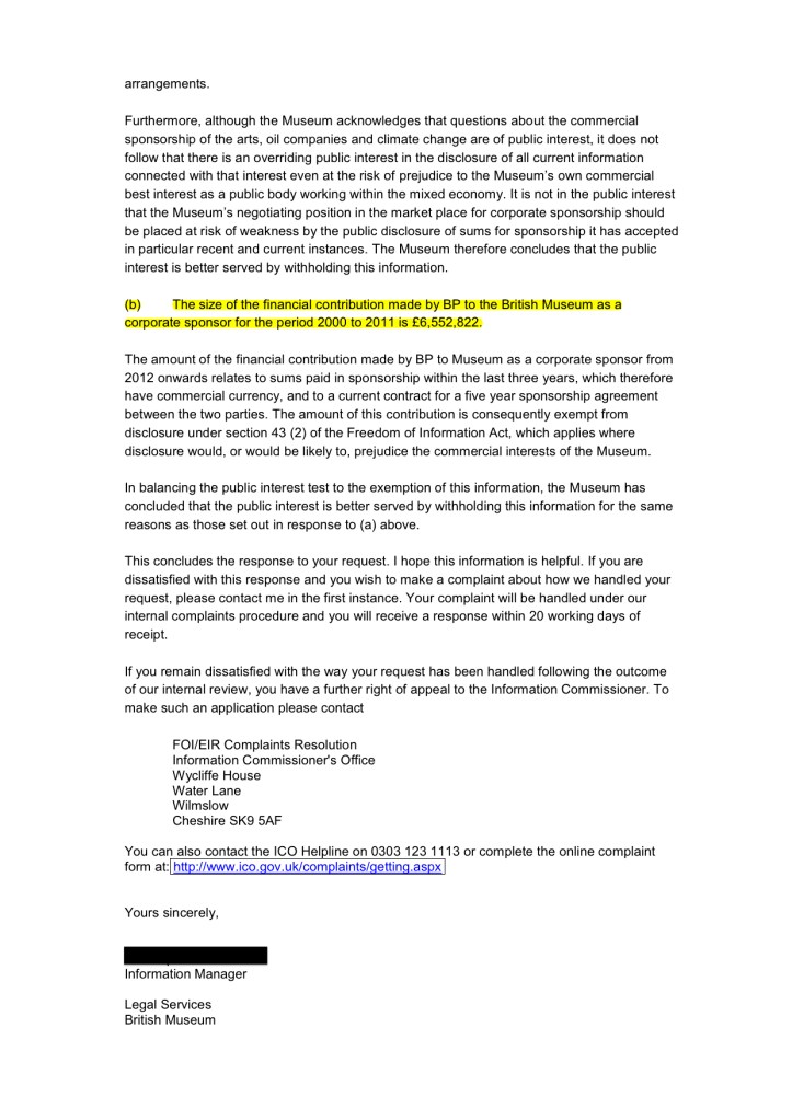 Freedom of Information Request - BP donations to British Museum 2000-11 (2)
