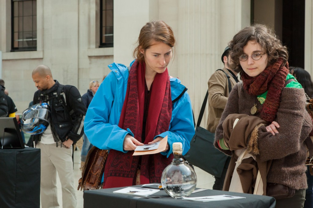 A rebel exhibition in the Great Hall of the British Museum, held on the 3rd of April 2016. Bringing together 10 objects from communities around the world that are negatively impacted by BP's operations, asking the question, ' Should the British Museum be in partnership with such a toxic brand?'.