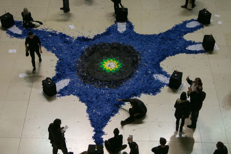 Climate Activists Stage A Performance At The British Museum In Protest Against The Oil Company's Sponsorship Of the Museum