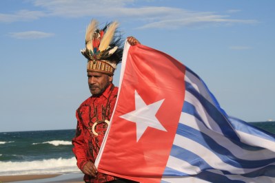 Benny Wenda and Morning Star flag